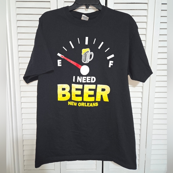 Port and Company Other - Port & Company Men's L Black Graphic T-Shirt - New Orleans Beer Design